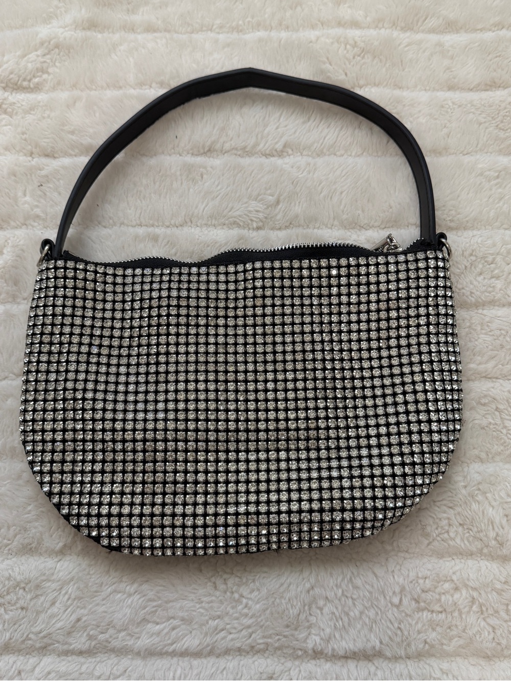 Montana West Black and Silver Crystal-Embellished Shoulder Bag